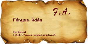 Fényes Ádám névjegykártya